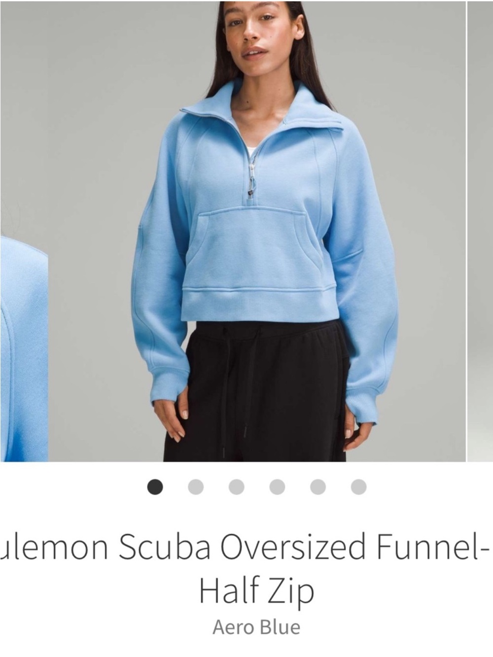 Lululemon Scuba Oversized Half Zip Funnel Neck Sweatshirt Aero Blue Sz XS/S